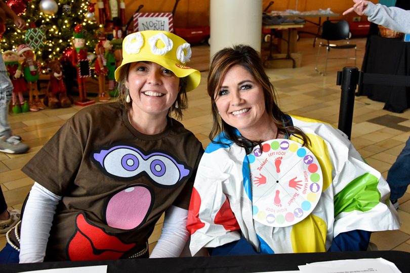 Two women in game costumes